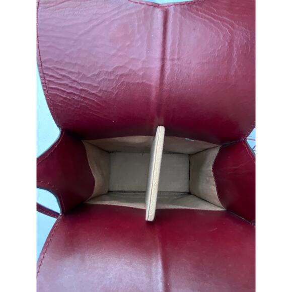 Luxury Oxblood Brown Leather Double Wine Bottle Carrier 15 inches tall EUC - Picture 7 of 12